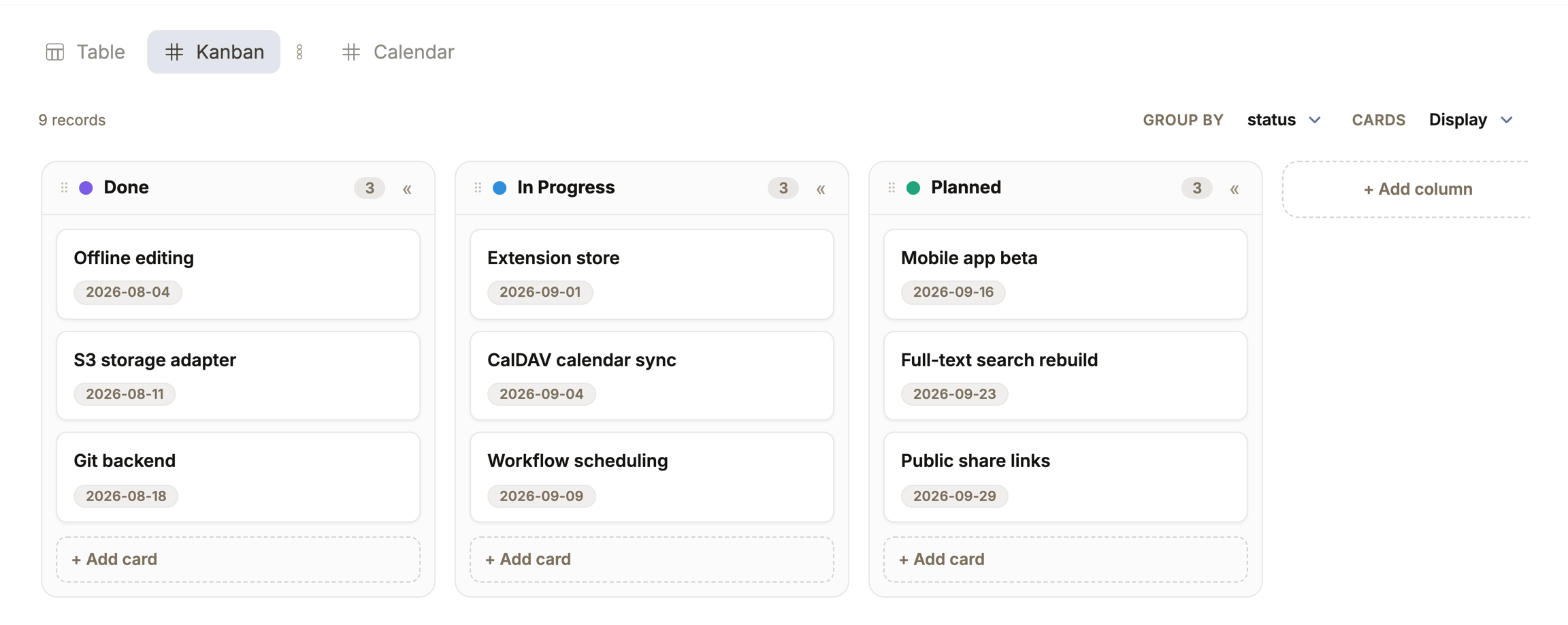 Kanban screenshot